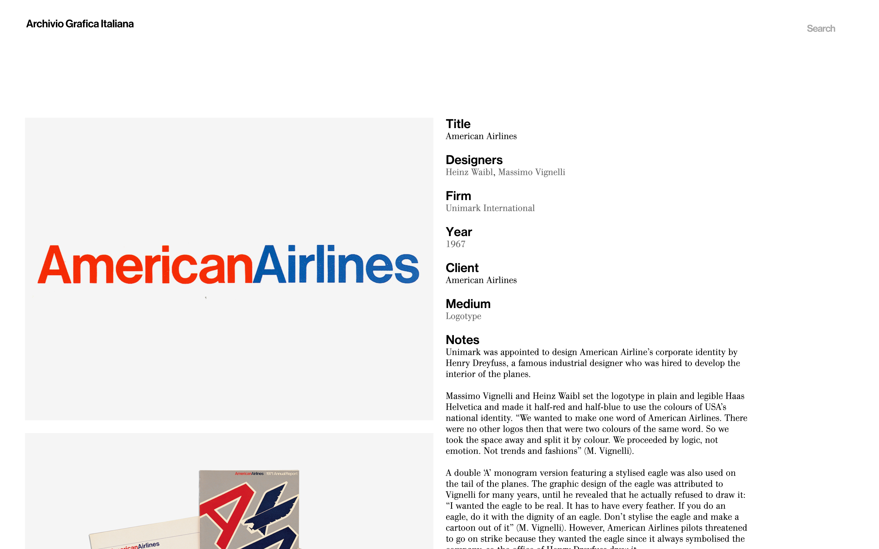 American Airlinesのロゴ使用例