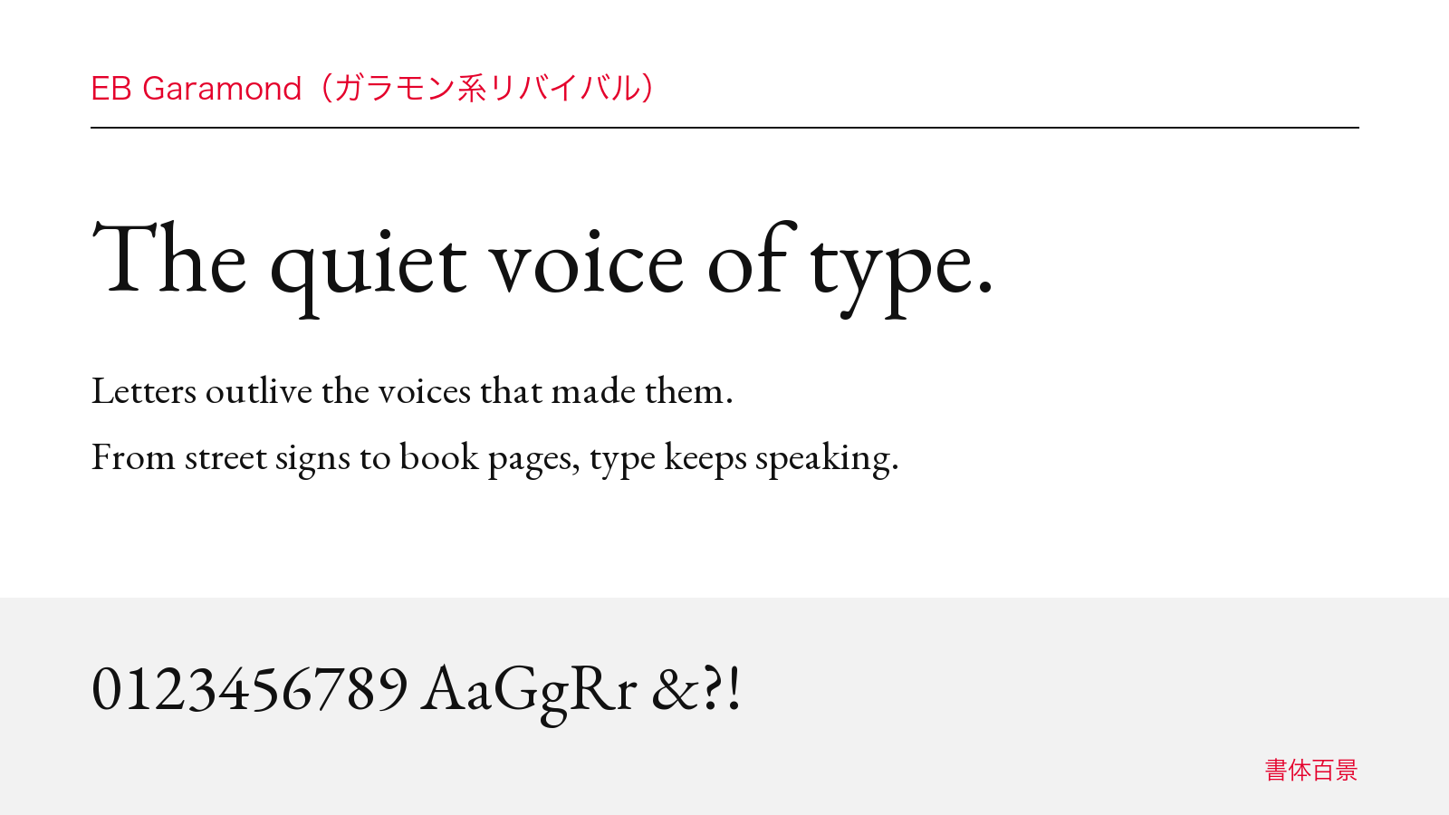 Garamondの組見本